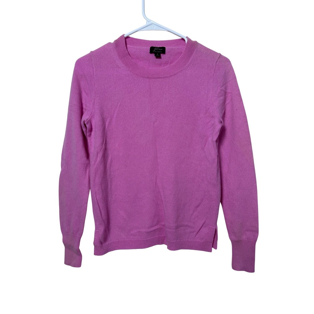 J. Crew Women Pink 100% Cashmere Crewneck Long Sleeve Pullover Sweater Size S